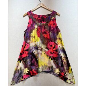 Lane Bryant Womens Round Neck Satin Top Stretch Size 20 Multi Tie Dye Sleeveless